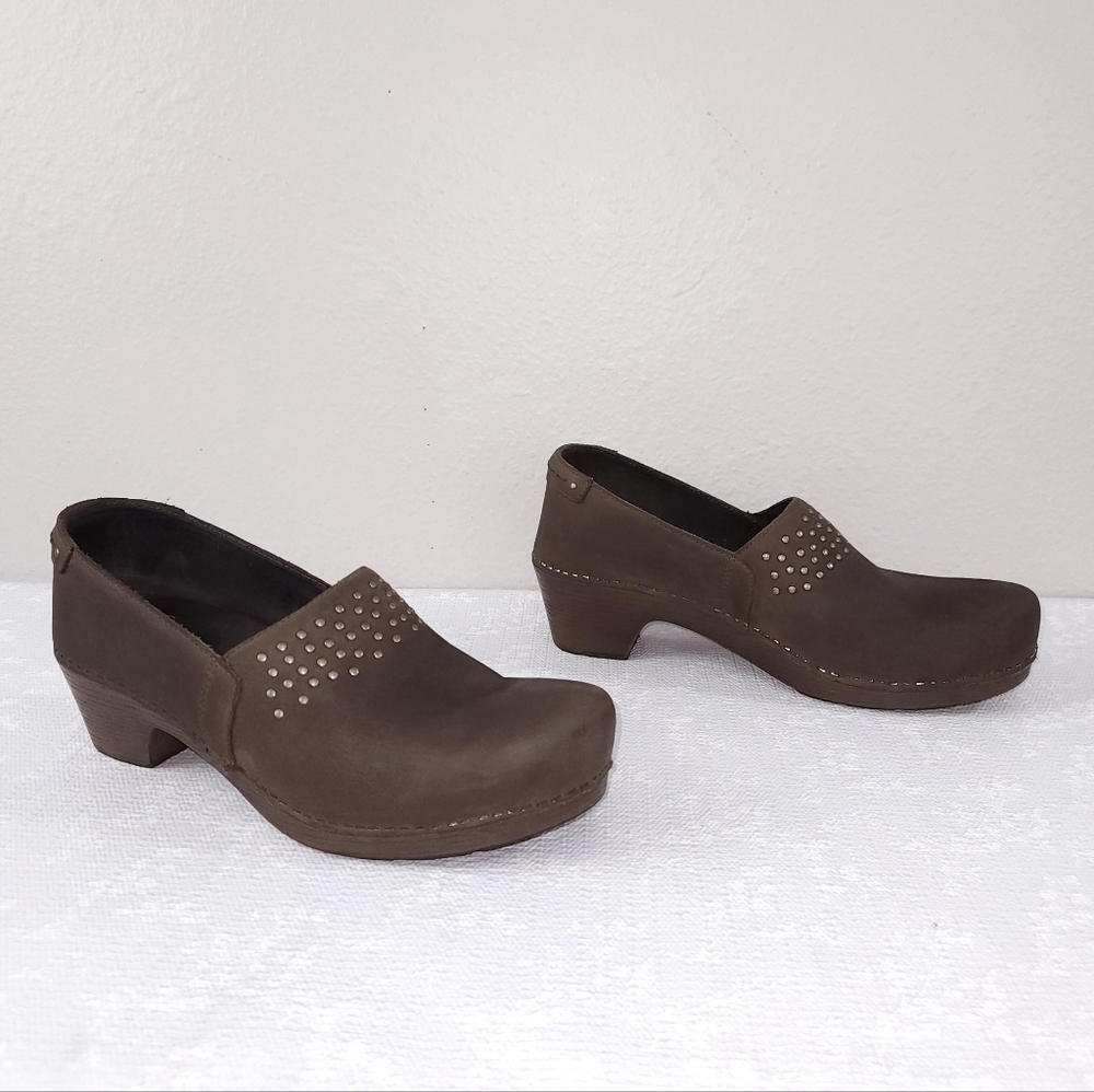 Dansko Brown Mules with Studded Detail